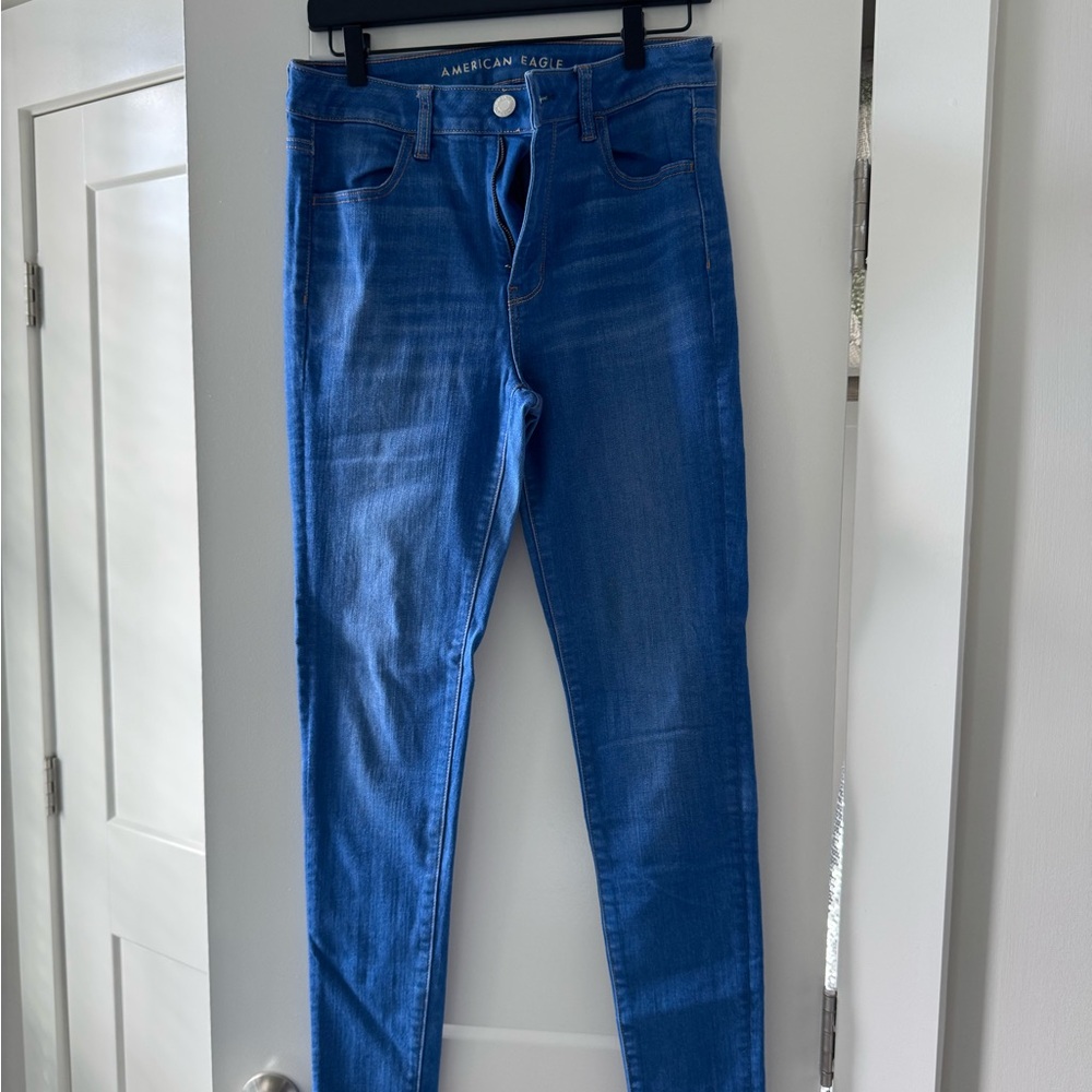 American Eagle Outfitters Blue Skinny Jeans Classic Style (10 long)